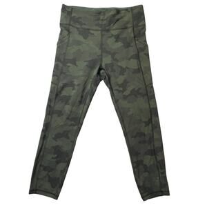 Lululemon Invigorate High Rise Crop Green Camo Leggings Sz 10 Athleisure Stretch